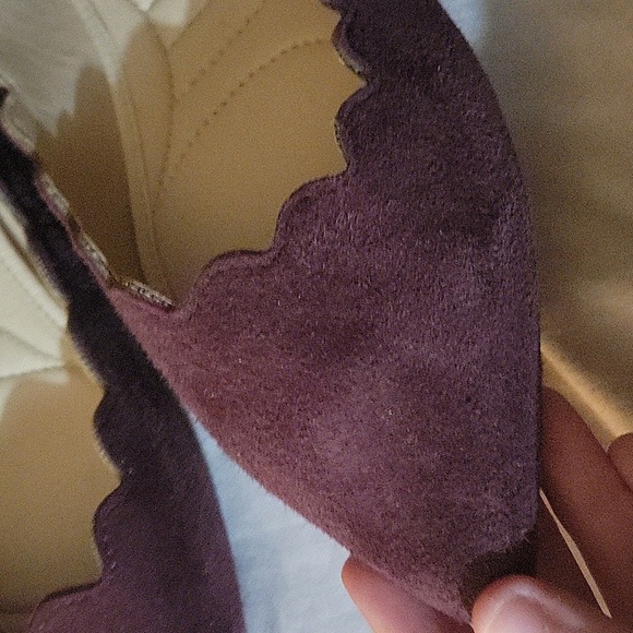 NWOT Adrienne Vittadini Plum Suede Clamshell Leather Flats - Picture 3 of 5
